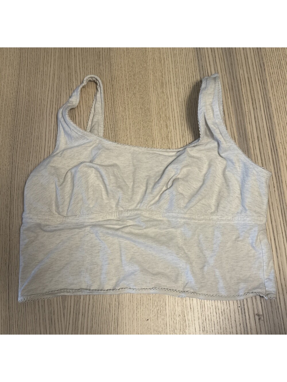 Aerie Superchill Real Good White Cream Square Neck Crop Tank Lace Trim Women XL